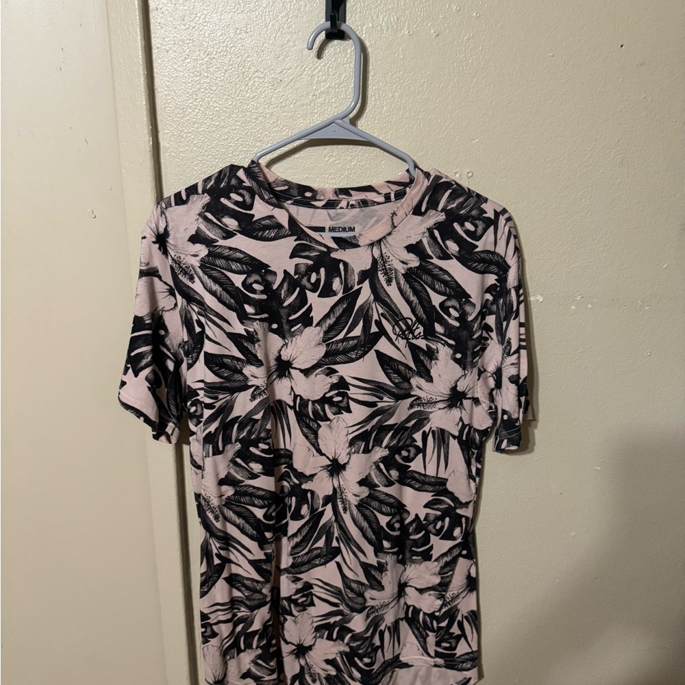Men’s Pink and Black Floral T-Shirt